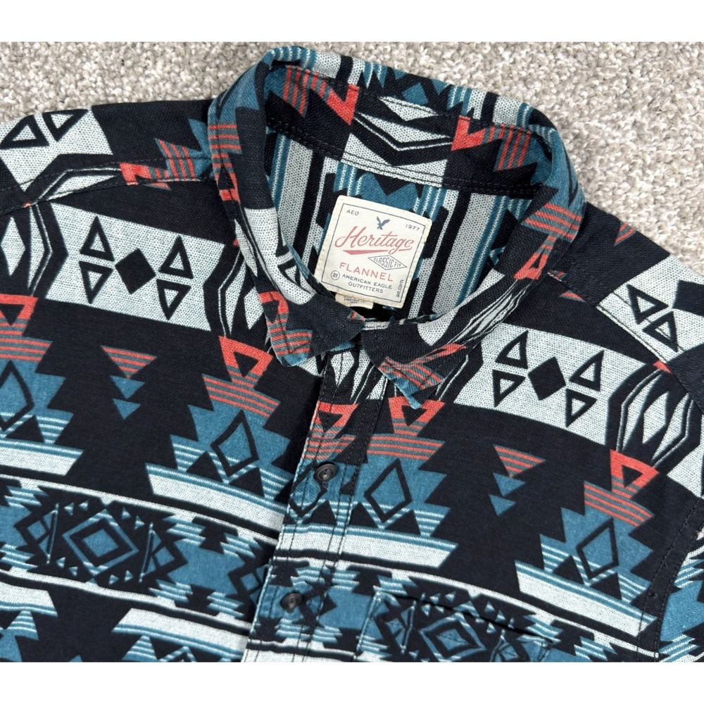 American Eagle Heritage Flannel Mens M Southwestern Aztec AOP Shirt
